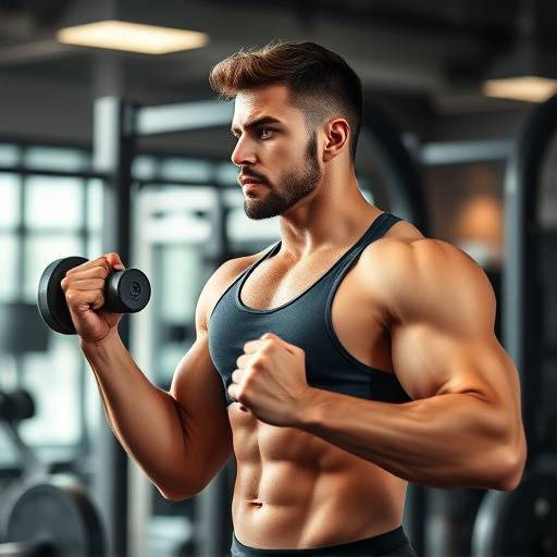 A person lifting weights at a gym, focusing on strength training